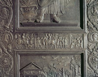 Detalle de la puerta central de la basílica, decorada 1439-45 (bronce) de Antonio Filarete